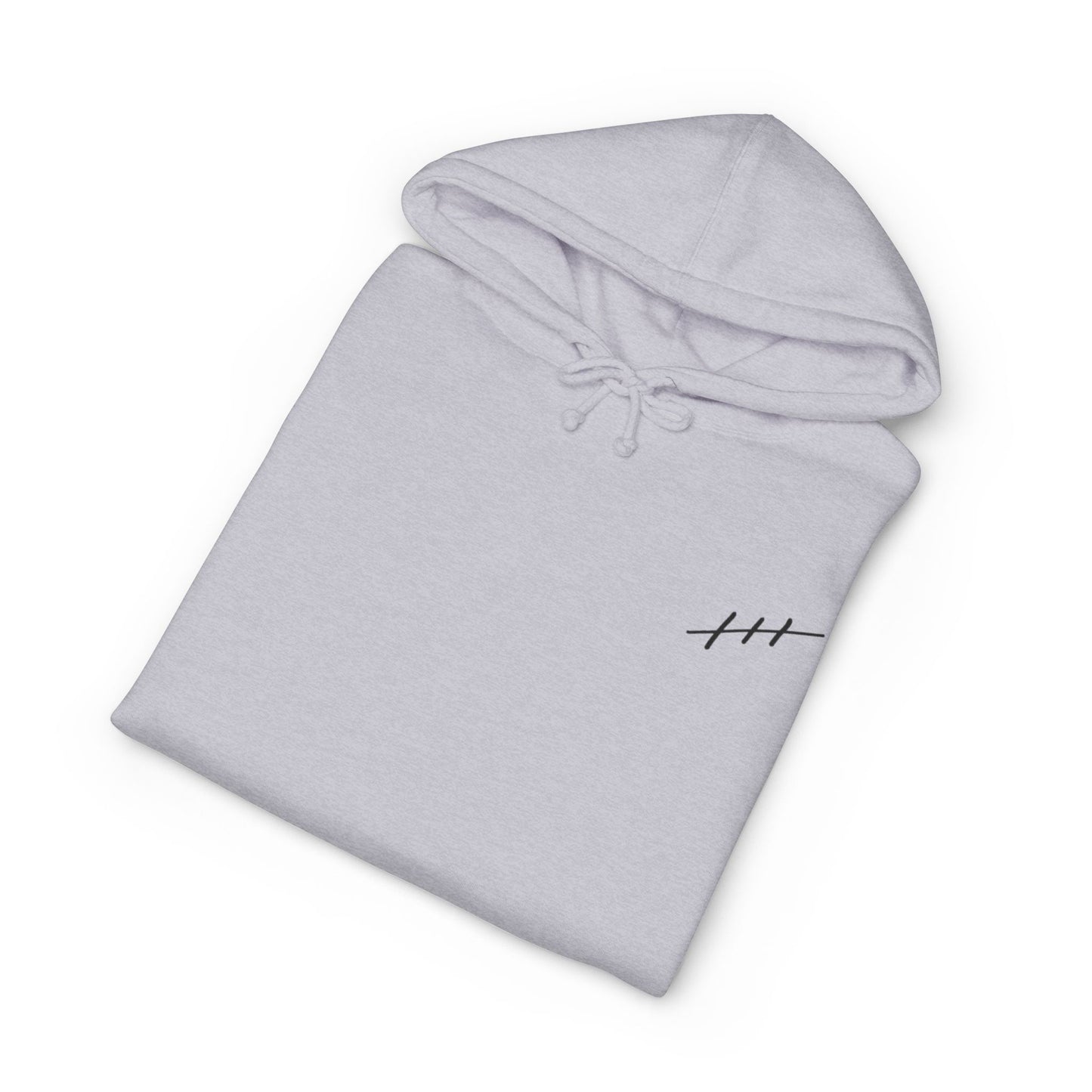 Minimalist Hash Mark Hoodie — Subtle Chest & Sleeve Graphic Hooded Sweatshirt