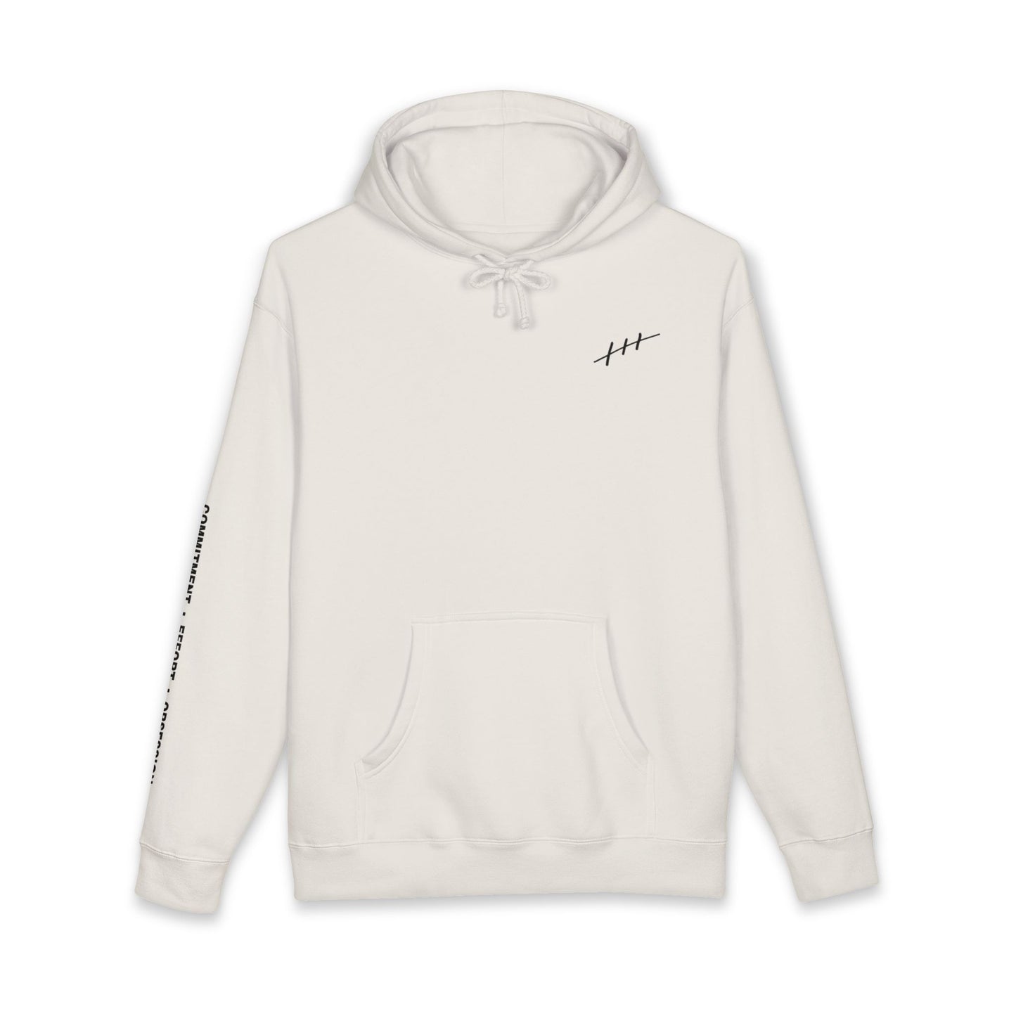 Minimalist Hash Mark Hoodie — Subtle Chest & Sleeve Graphic Hooded Sweatshirt
