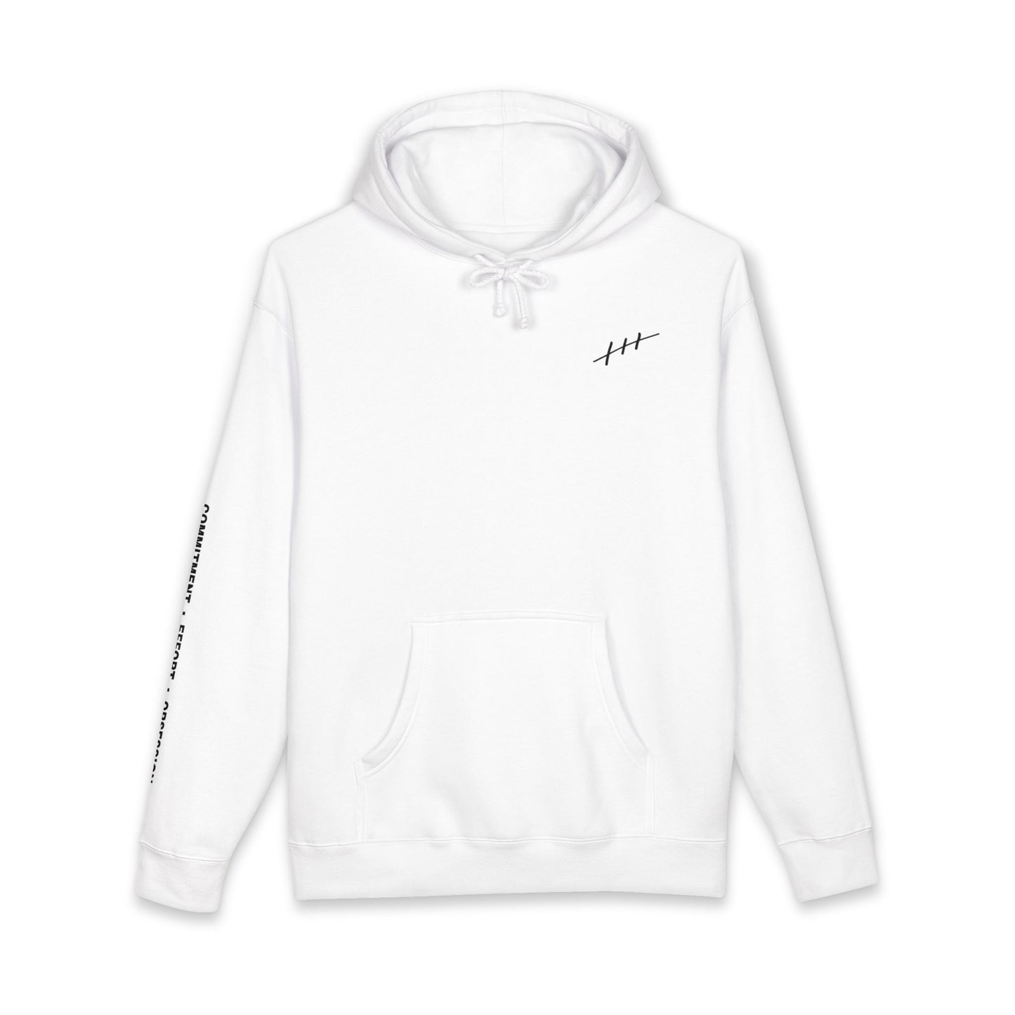 Minimalist Hash Mark Hoodie — Subtle Chest & Sleeve Graphic Hooded Sweatshirt